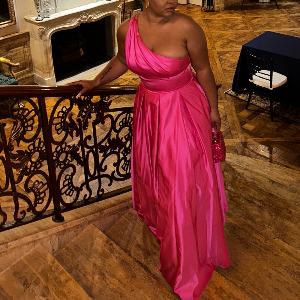 Pink strapless gown